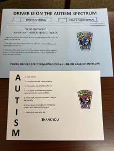 The envelopes—available at state and local police barracks—are designed to hold all the information a driver would need to provide during a traffic stop, including their license, registration, and a contact card, should the driver need to call someone.